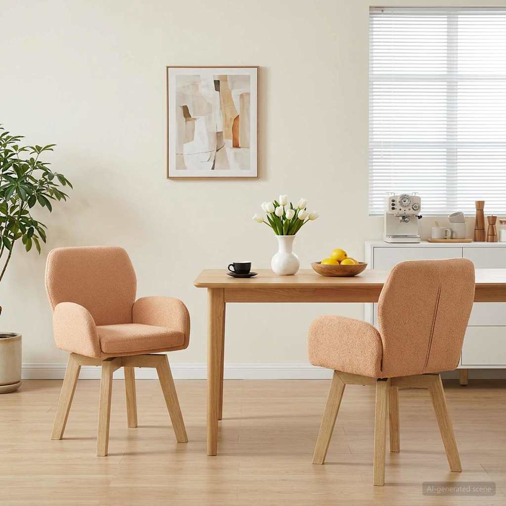 Drehstuhl Esszimmer 2 stk. Bouclé Beige 54 x 58 x 87 cm