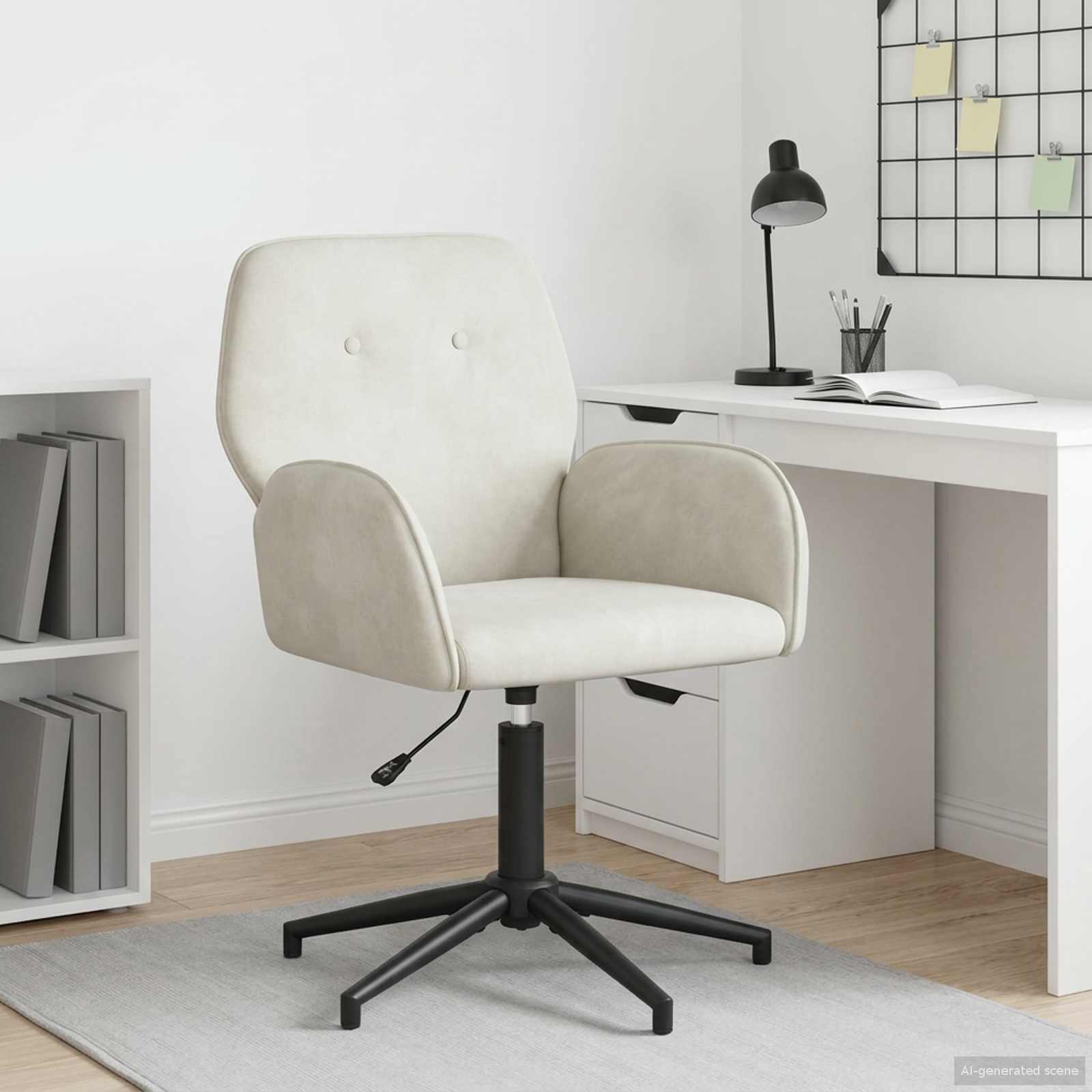 Drehstuhl 54 x 55 x 90 cm Creme Samt
