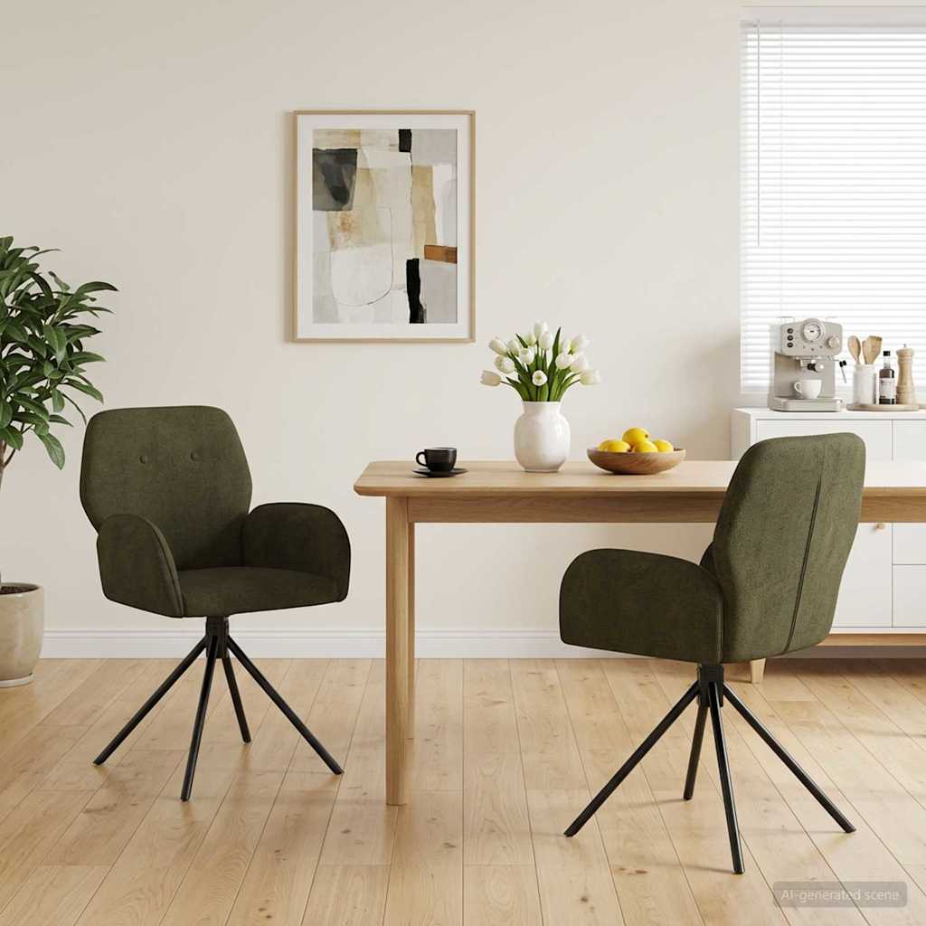 Drehstuhl Esszimmer 2 stk. Kunstwildleder Olivegrün