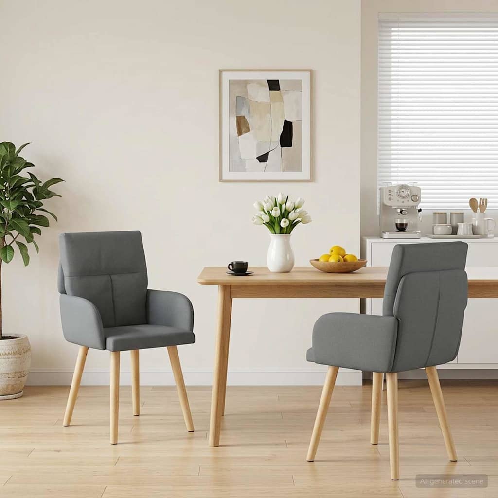 Esszimmerstühle 2 stk. Stoff Dunkelgrau 60 x 56 x 96 cm