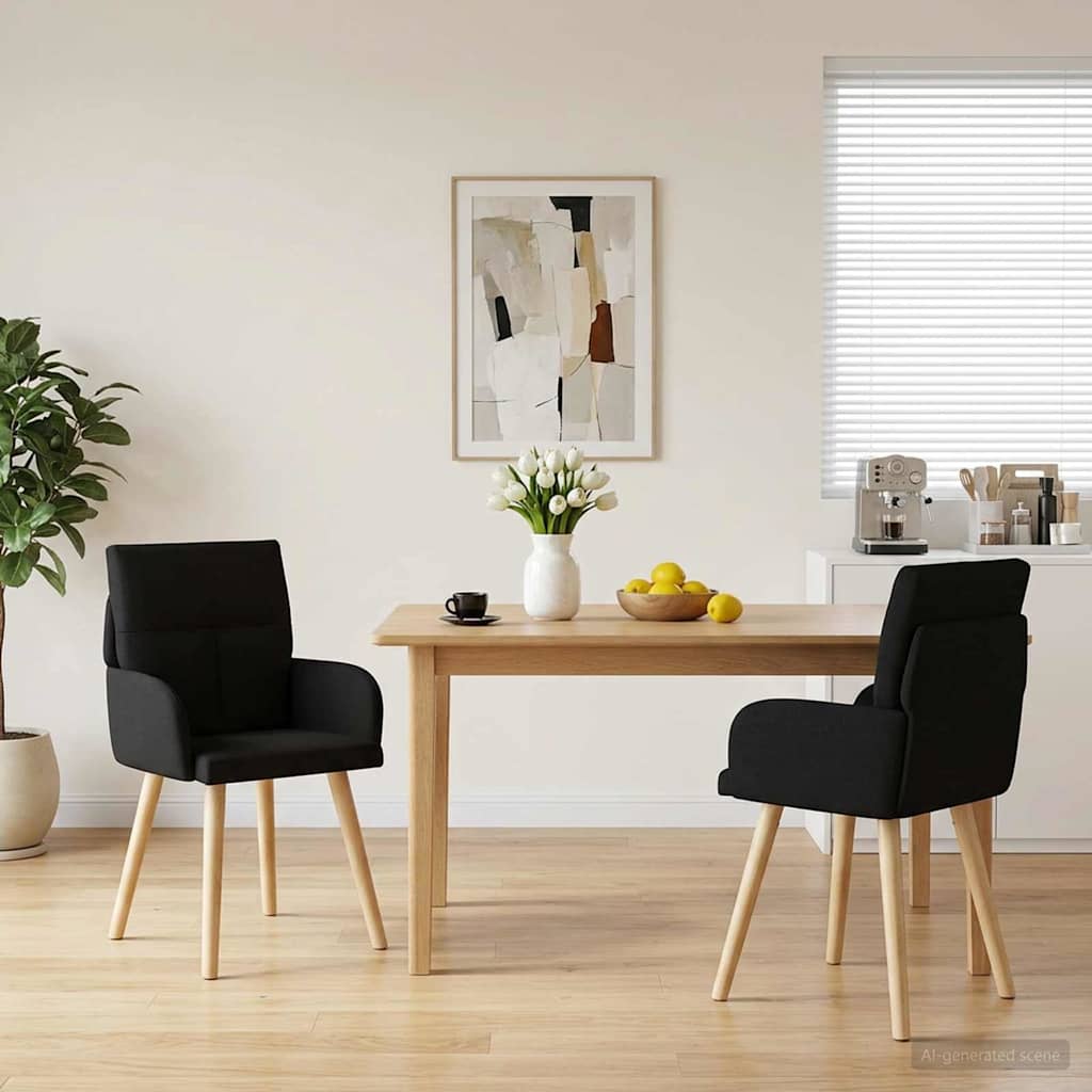 Esszimmerstühle 2 stk. Stoff Schwarz 60 x 56 x 96 cm