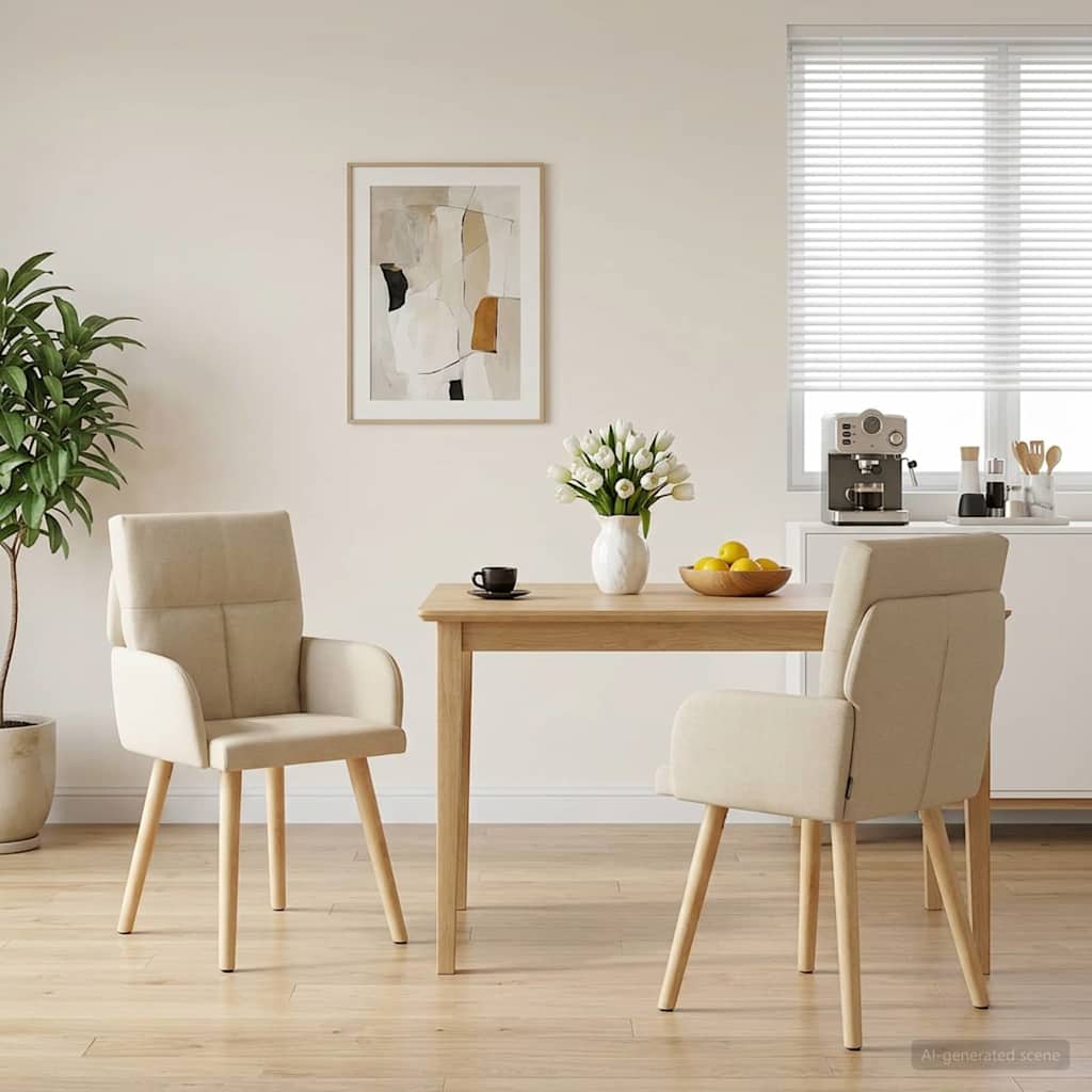 Esszimmerstühle 2 stk. Stoff Creme 60 x 56 x 96 cm