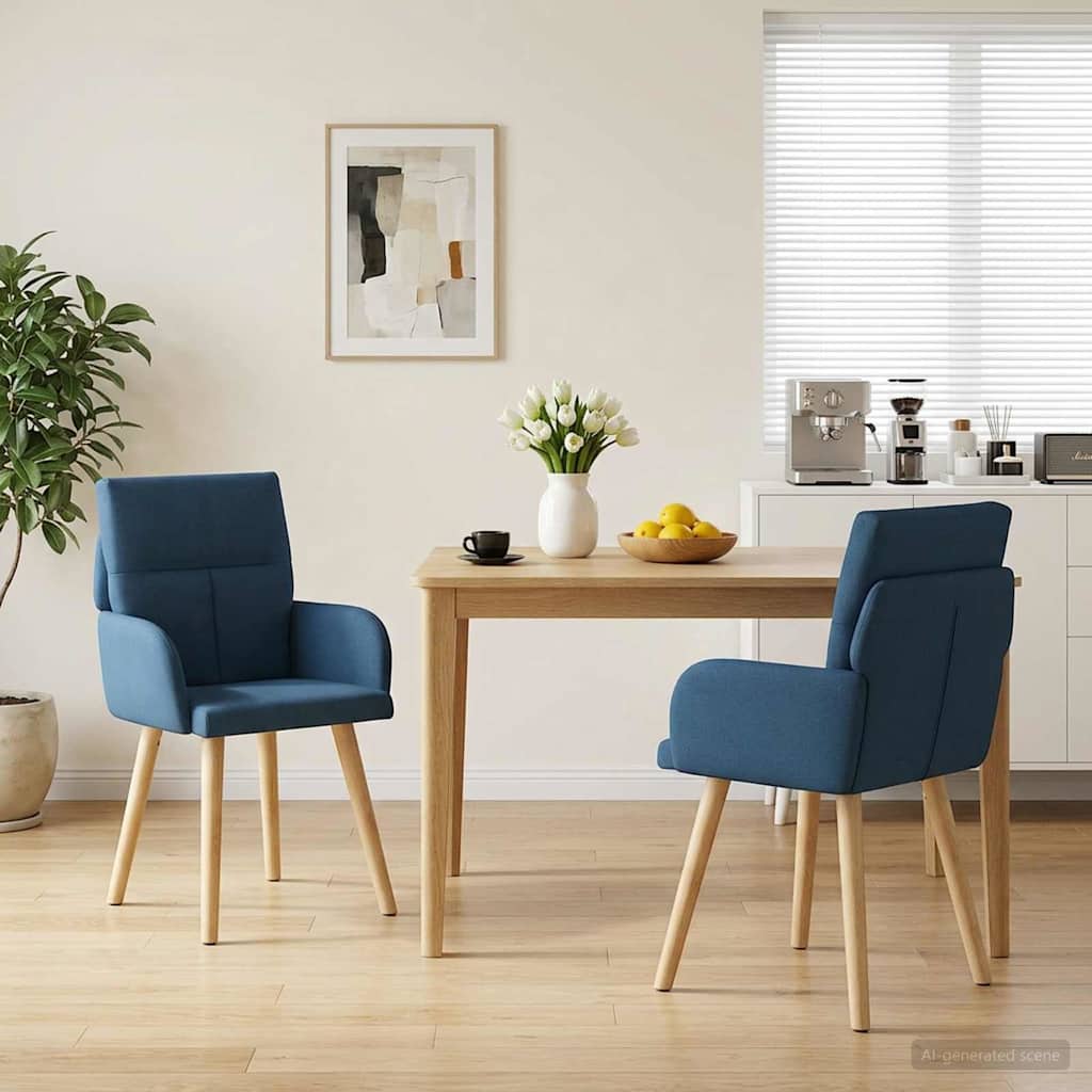 Esszimmerstühle 2 stk. Stoff Blau 60 x 56 x 96 cm