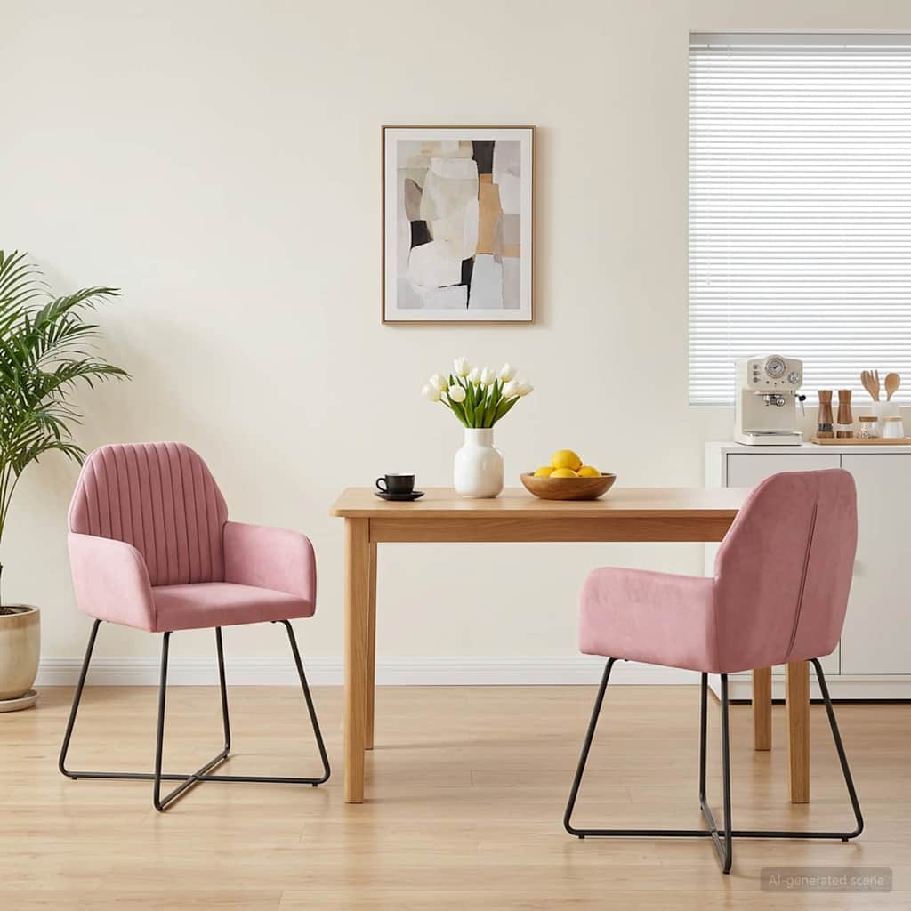 Esszimmerstühle 2 stk. Samt Rosa 55 x 50 x 84 cm