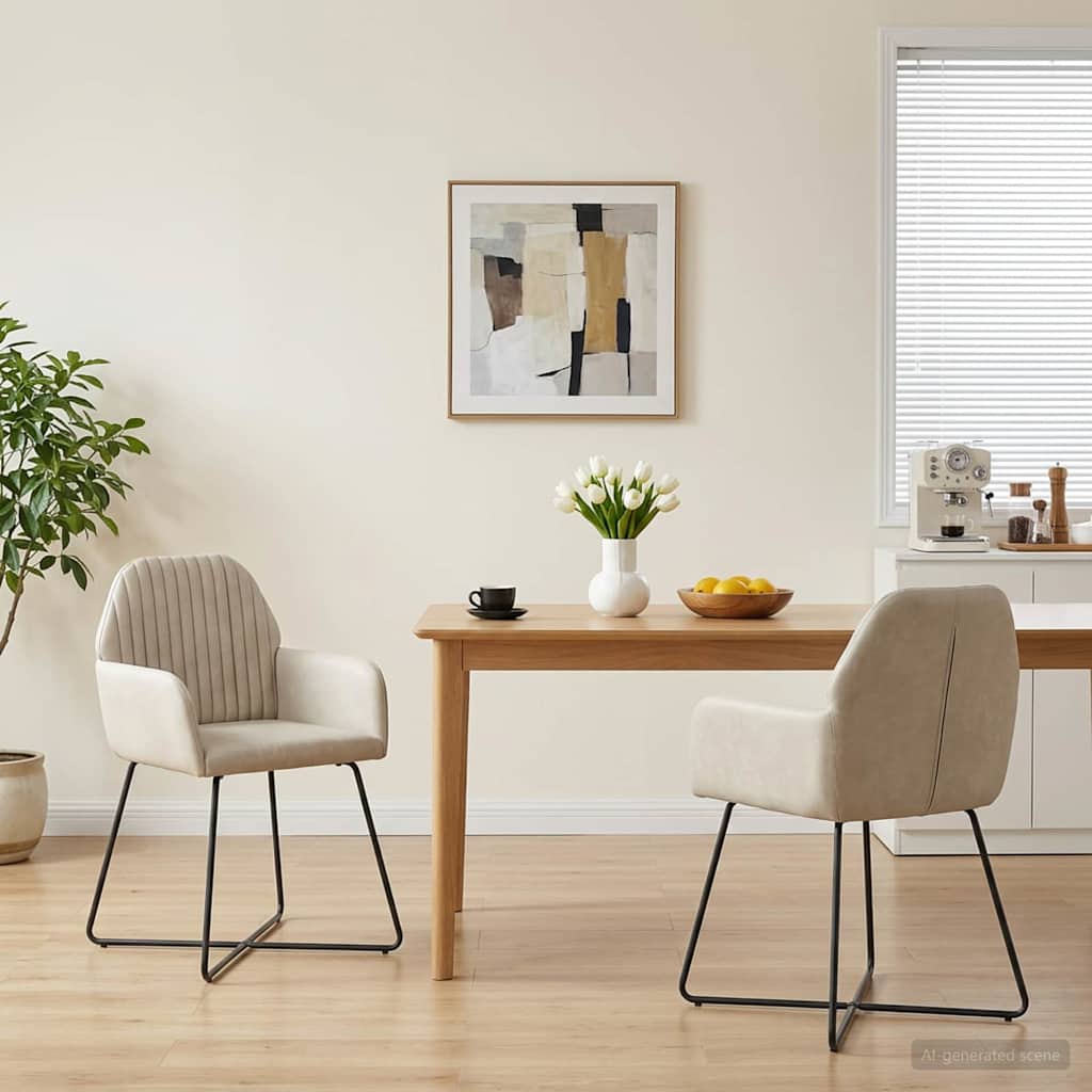 Esszimmerstühle 2 stk. Samt Creme 55 x 50 x 84 cm