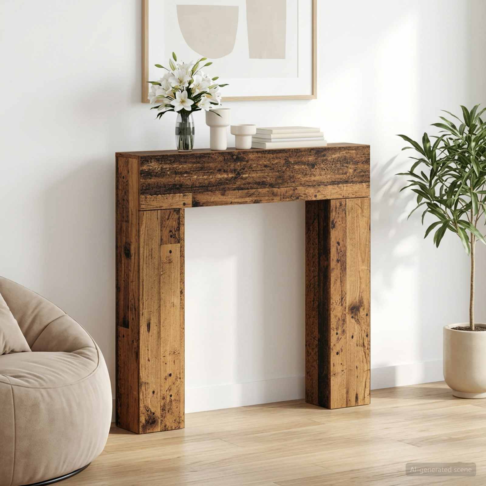 Kaminumrandung Altholz 102 x 18 x 100,5 cm Holzwerkstoff