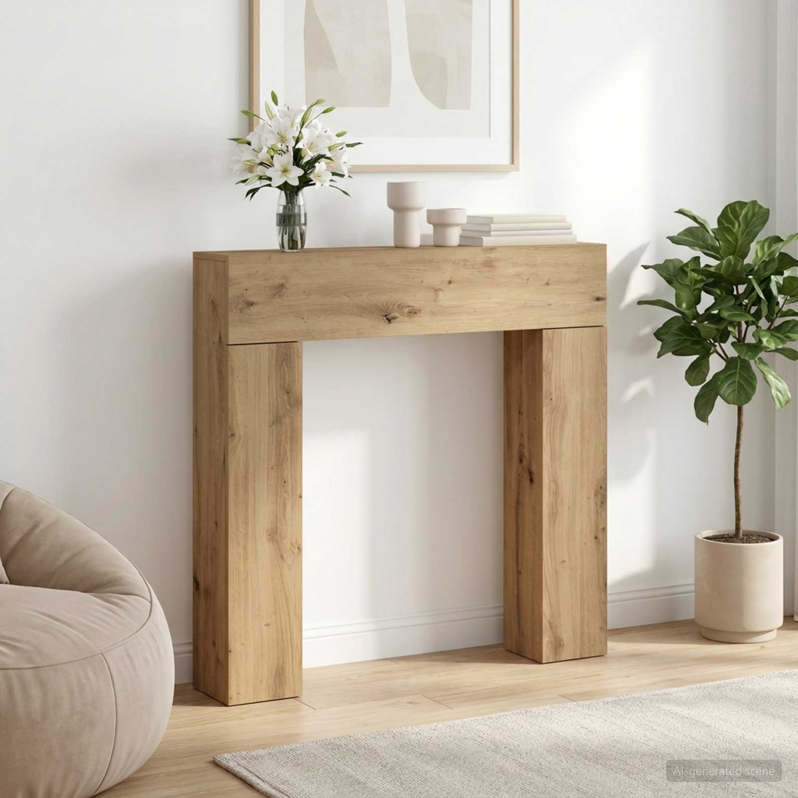 Kaminumrandung Artisan-Eiche 102 x 18 x 100,5 cm Holzwerkstoff