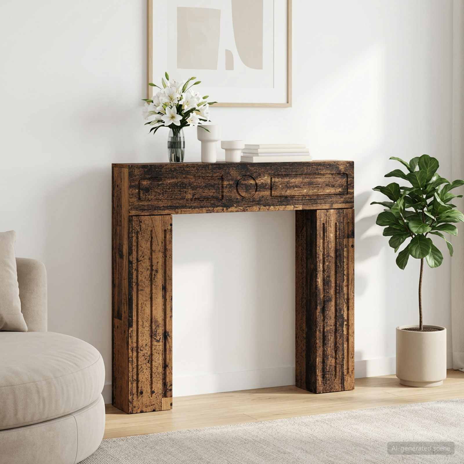 Kaminumrandung Altholz 102 x 18 x 100,5 cm Holzwerkstoff