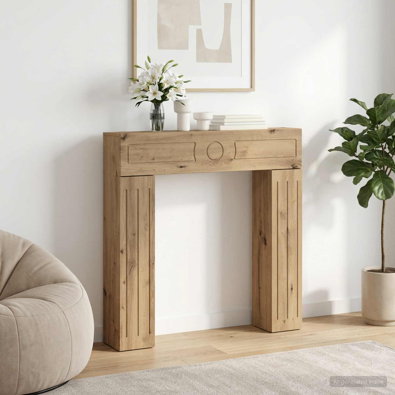 Kaminumrandung Artisan-Eiche 102 x 18 x 100,5 cm Holzwerkstoff