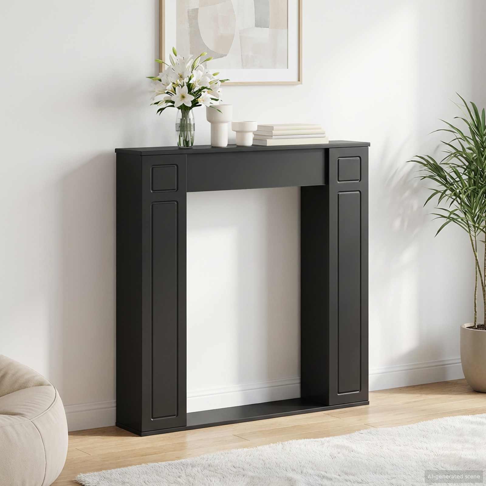 Kaminumrandung Schwarz 100 x 20 x 100 cm Holzwerkstoff