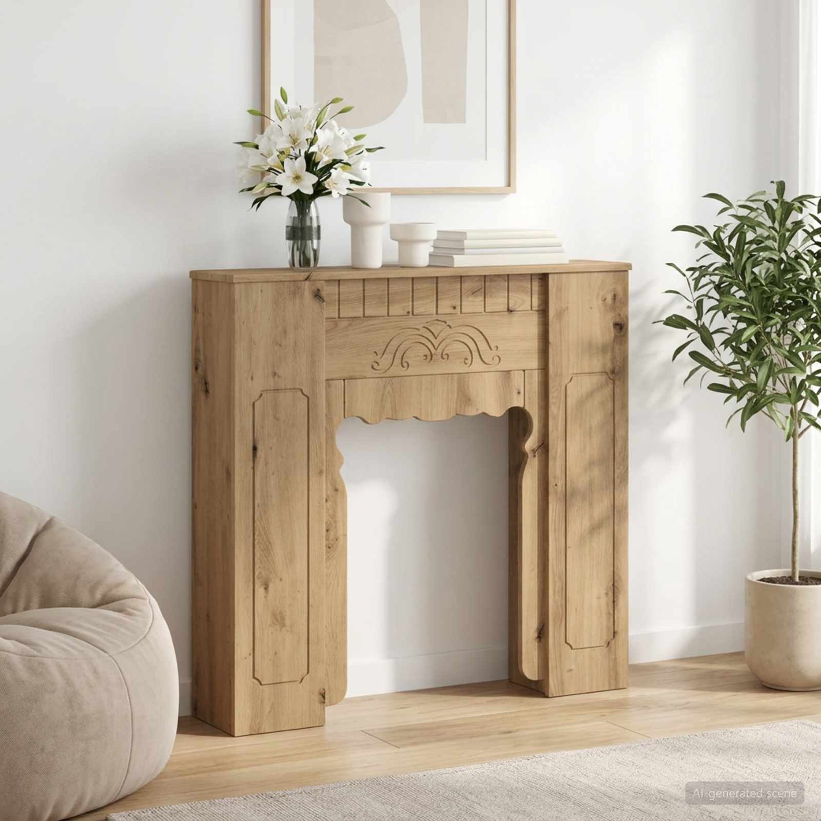 Kaminumrandung Artisan-Eiche 93 x 20 x 89 cm Holzwerkstoff