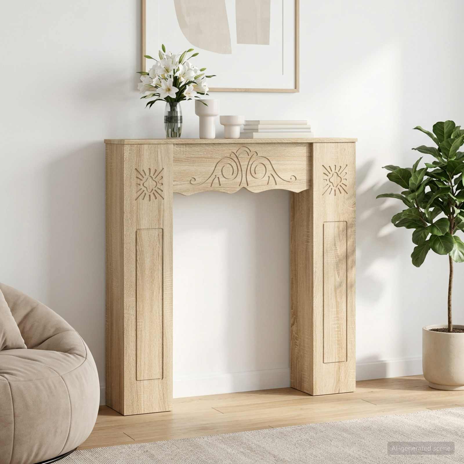Kaminumrandung Sonoma-Eiche 102 x 20 x 102 cm Holzwerkstoff
