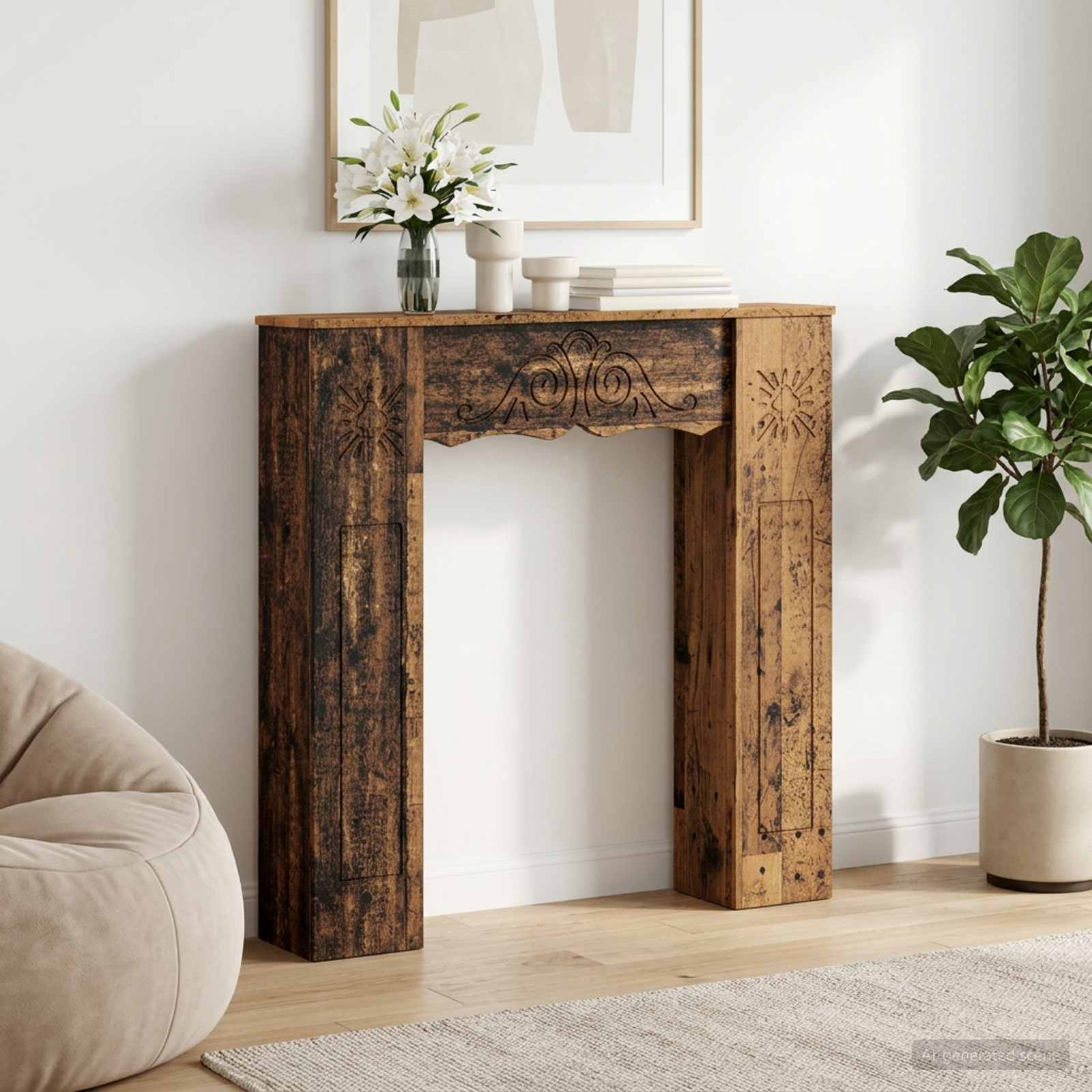 Kaminumrandung Altholz 102 x 20 x 102 cm Holzwerkstoff