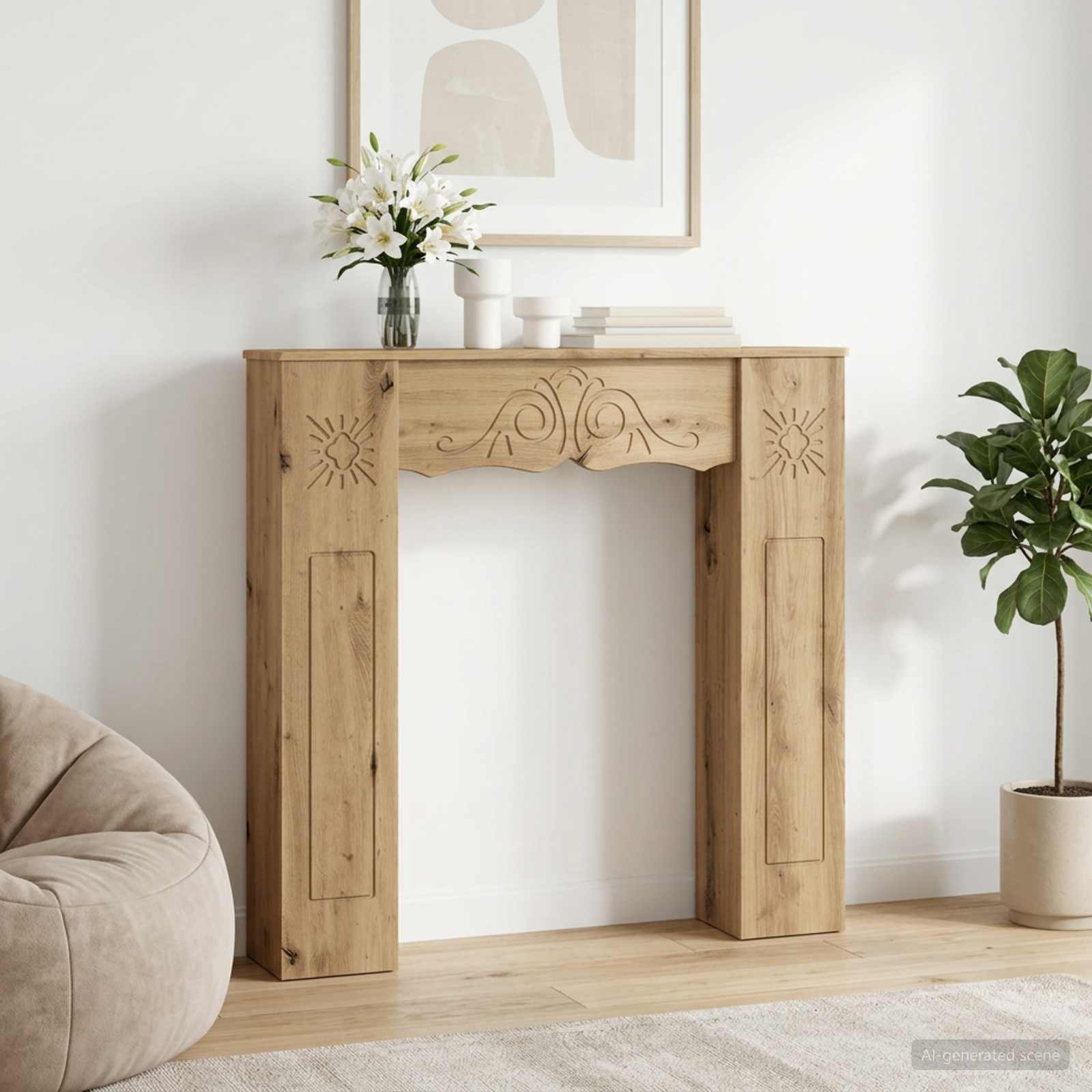 Kaminumrandung Artisan-Eiche 102 x 20 x 102 cm Holzwerkstoff