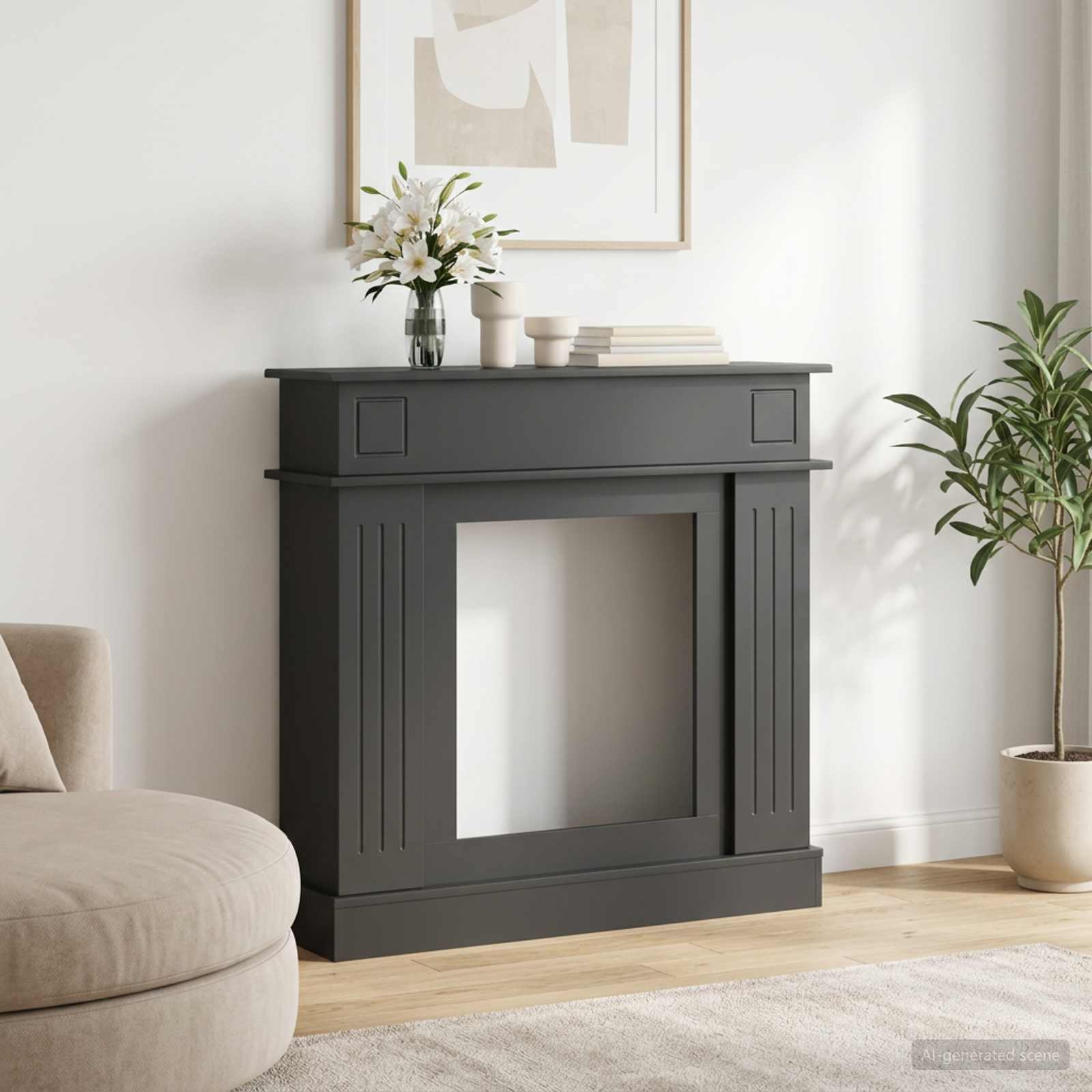 Kaminumrandung Schwarz 102 x 26 x 100 cm Holzwerkstoff