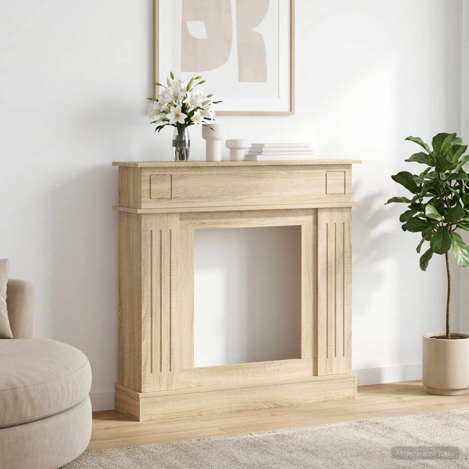 Kaminumrandung Sonoma-Eiche 102 x 26 x 100 cm Holzwerkstoff