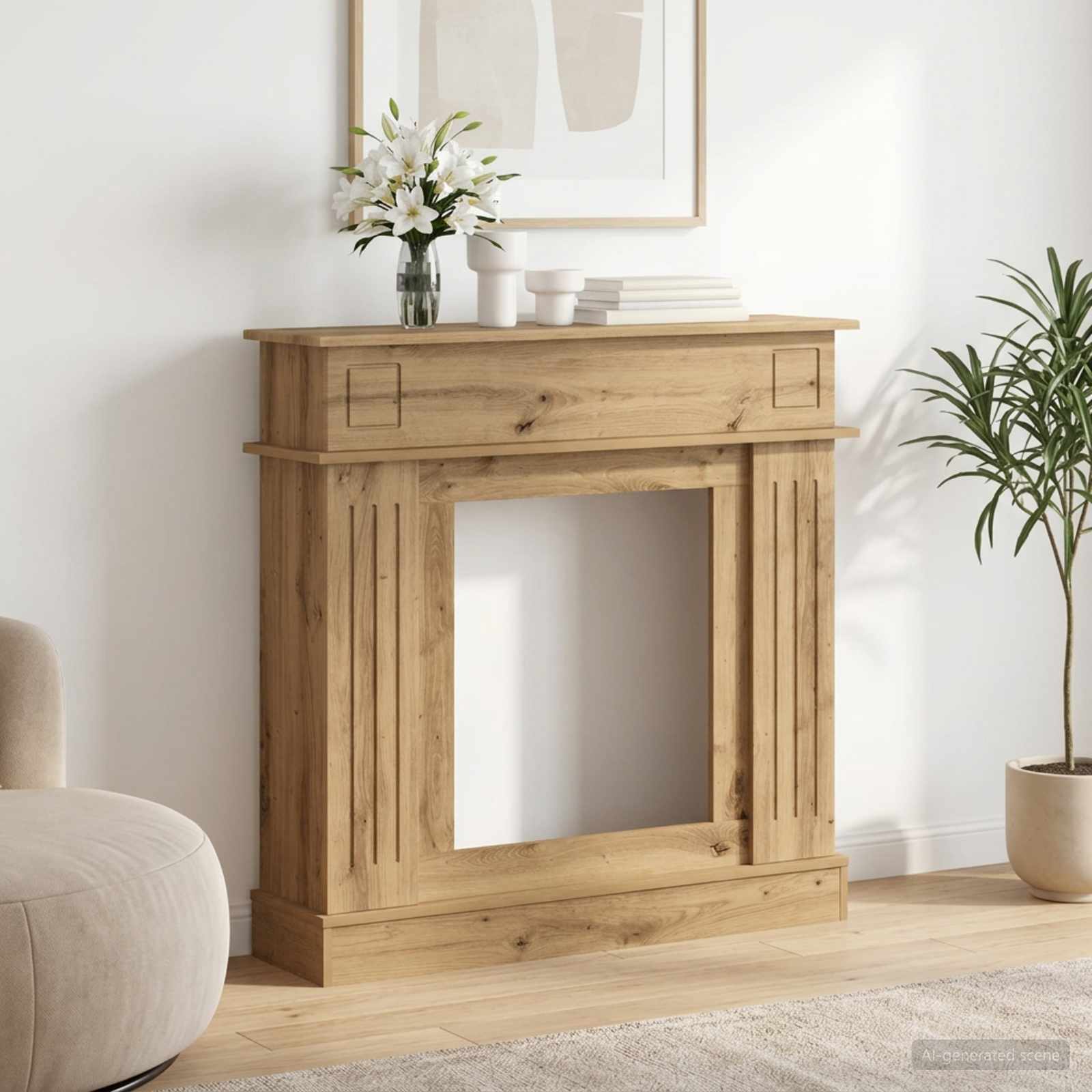 Kaminumrandung Artisan-Eiche 102 x 26 x 100 cm Holzwerkstoff
