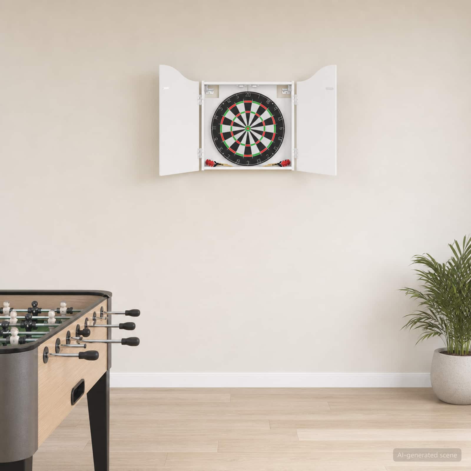 Dartboard Schrank Hochglanz Weiß 56 x 12 x 63 cm Holzwerkstoff
