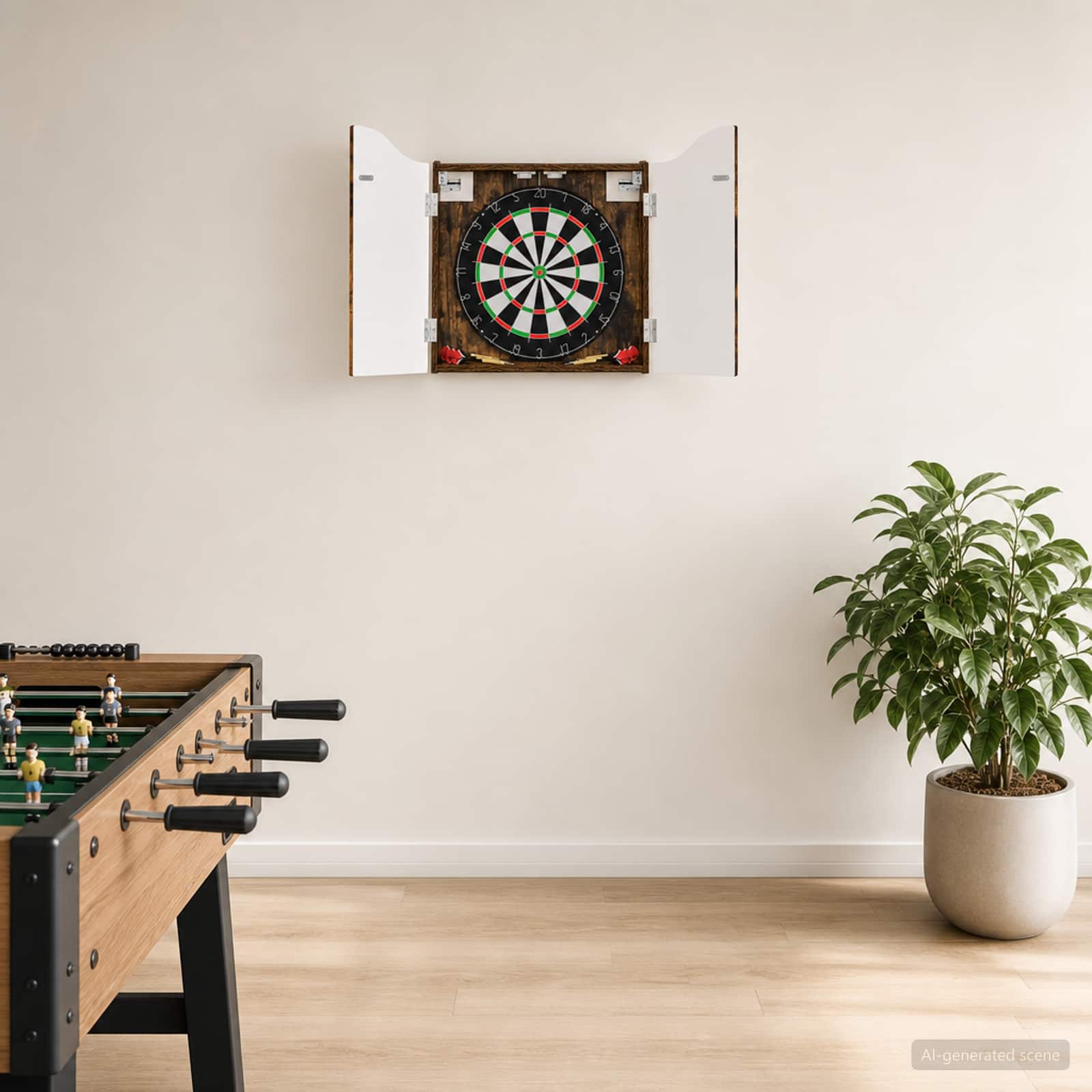 Dartboard Schrank Räuchereiche 56 x 12 x 63 cm Holzwerkstoff