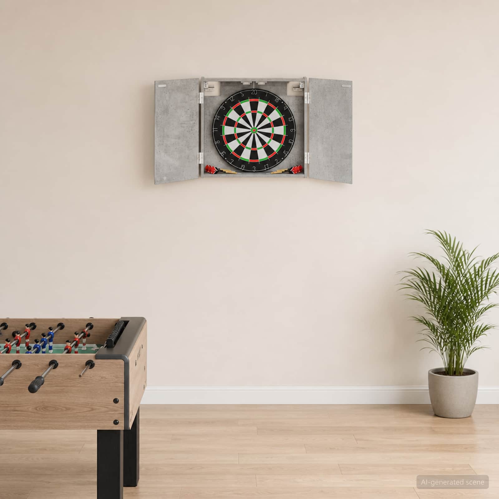 Dartboard Schrank Betongrau 56 x 12 x 53,5 cm Holzwerkstoff