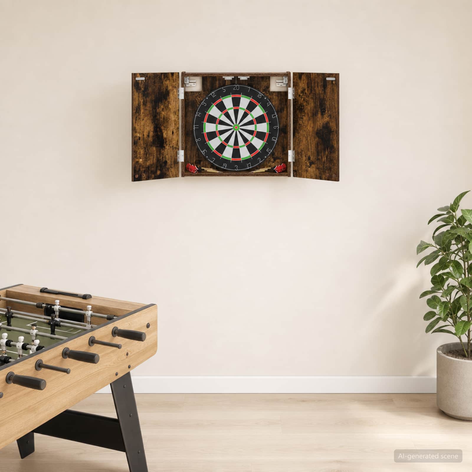 Dartboard Schrank Raucheiche 56 x 12 x 53,5 cm Holzwerkstoff