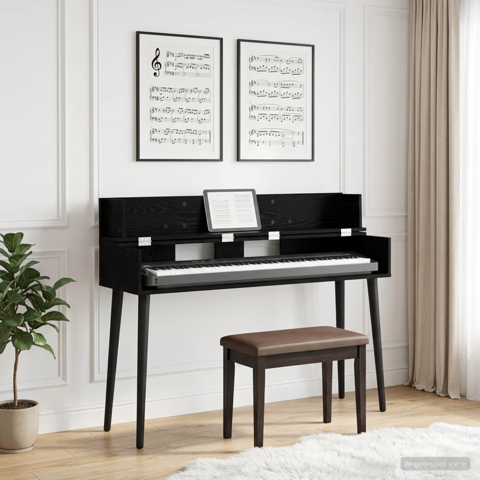 Studiotisch Schwarz Eichen-Optik 110 x 40 x 19,5 cm