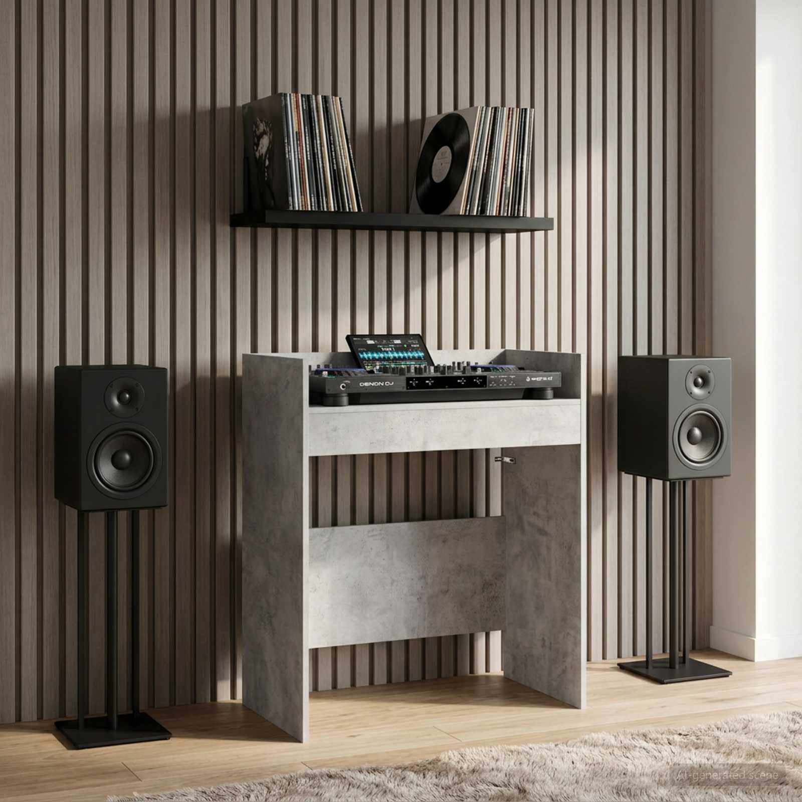 DJ Tisch Betongrau 102 x 45 x 102 cm Holzwerkstoff