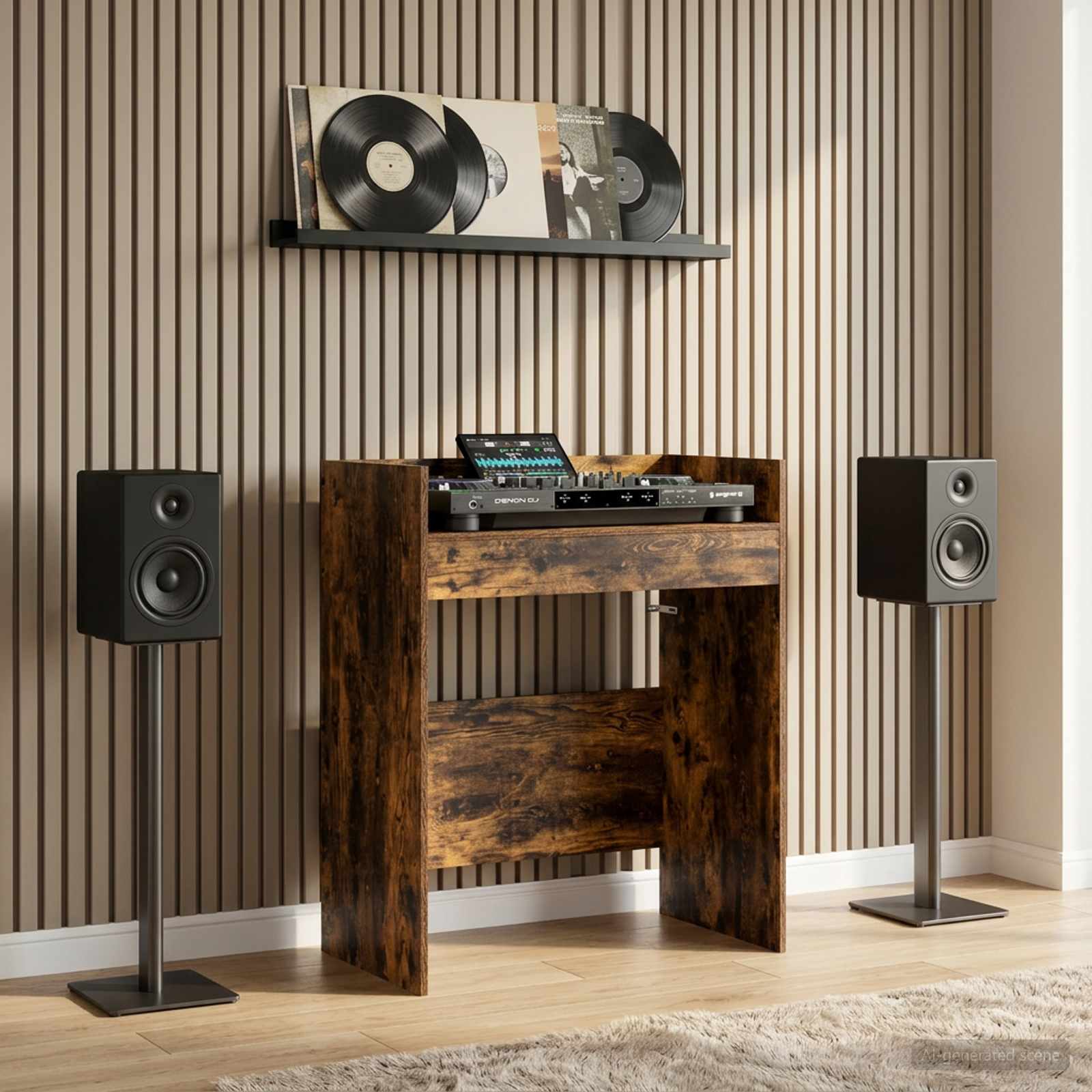 DJ Tisch Raucheiche 102 x 45 x 102 cm Holzwerkstoff