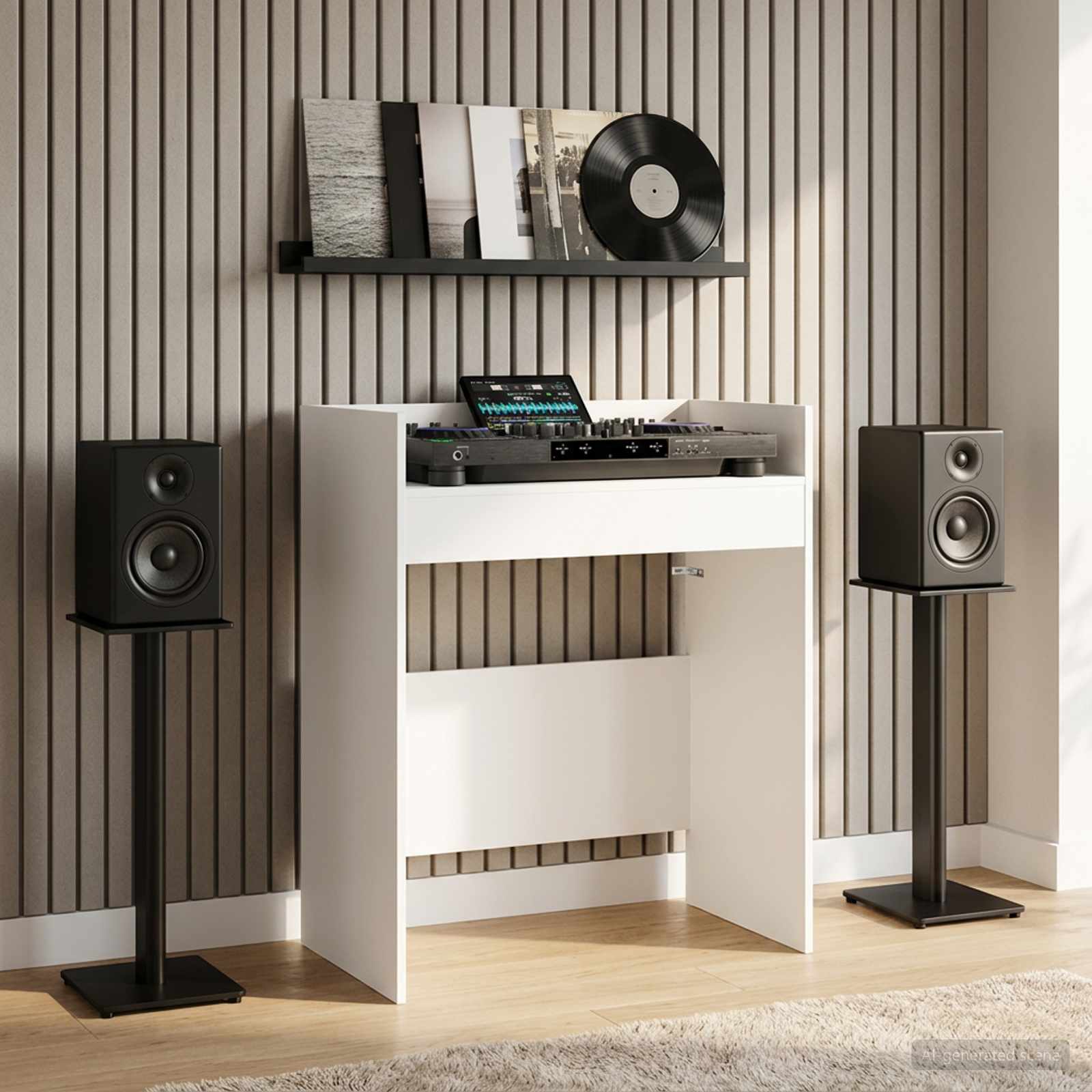 DJ Tisch Weiß 82 x 45 x 102 cm Holzwerkstoff