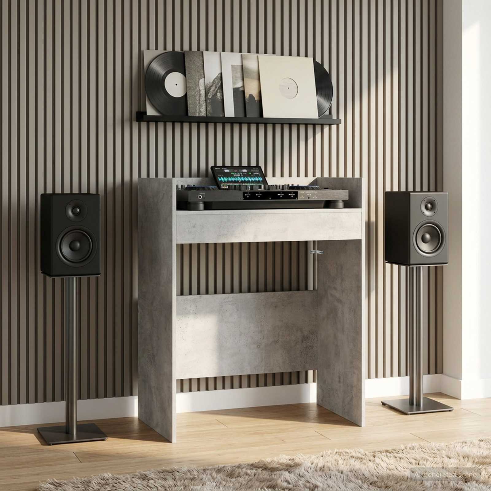 DJ Tisch Betongrau 82 x 45 x 102 cm Holzwerkstoff