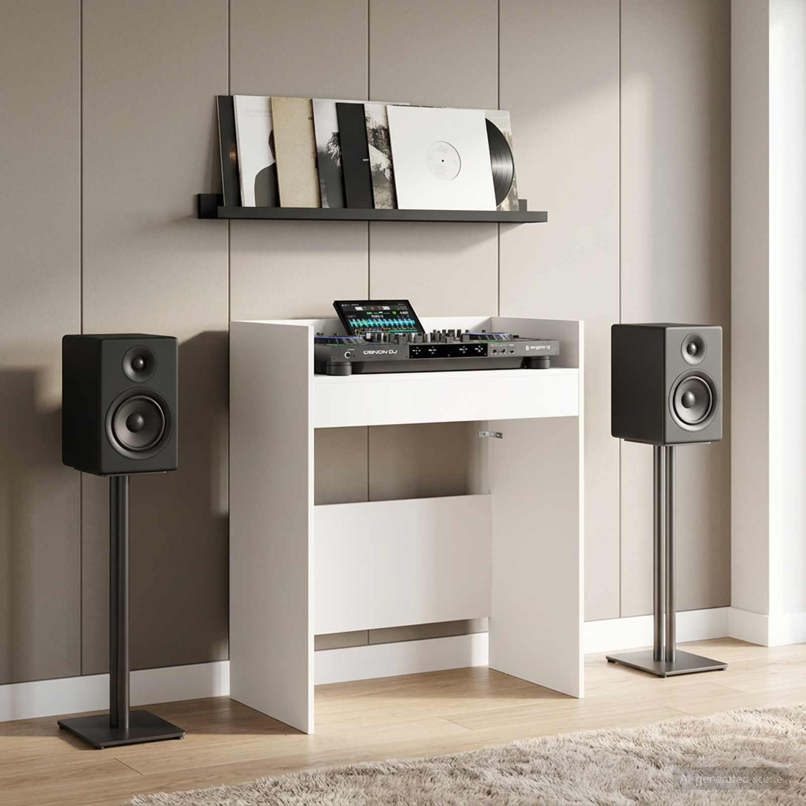 DJ Tisch Weiß 62 x 45 x 102 cm Holzwerkstoff