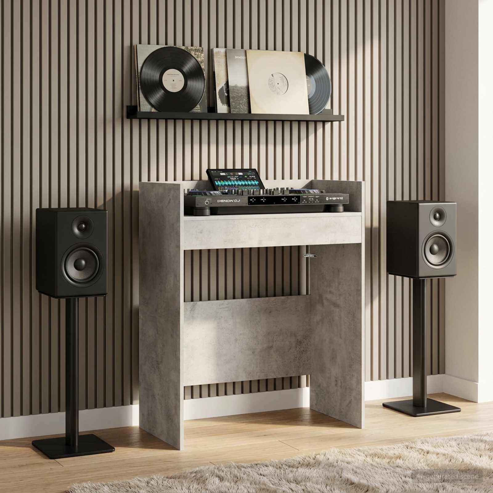DJ Tisch Betongrau 62 x 45 x 102 cm Holzwerkstoff