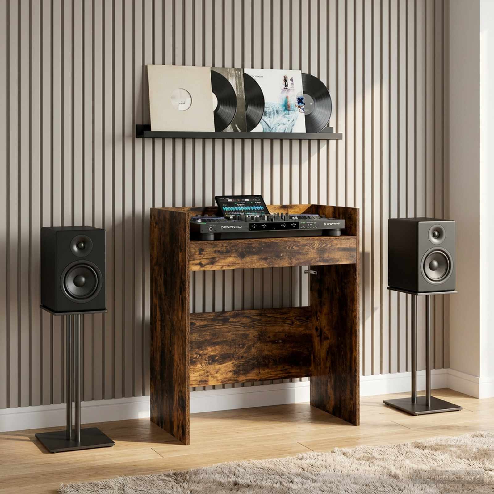 DJ Tisch Raucheiche 62 x 45 x 102 cm Holzwerkstoff