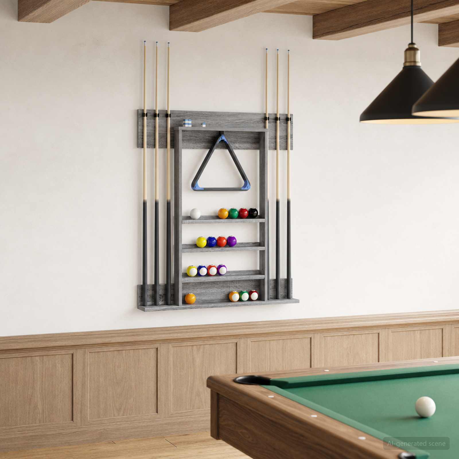 Billardqueue-Ständer Holzwerkstoff 93 x 12 x 103 cm Sonoma-Grau