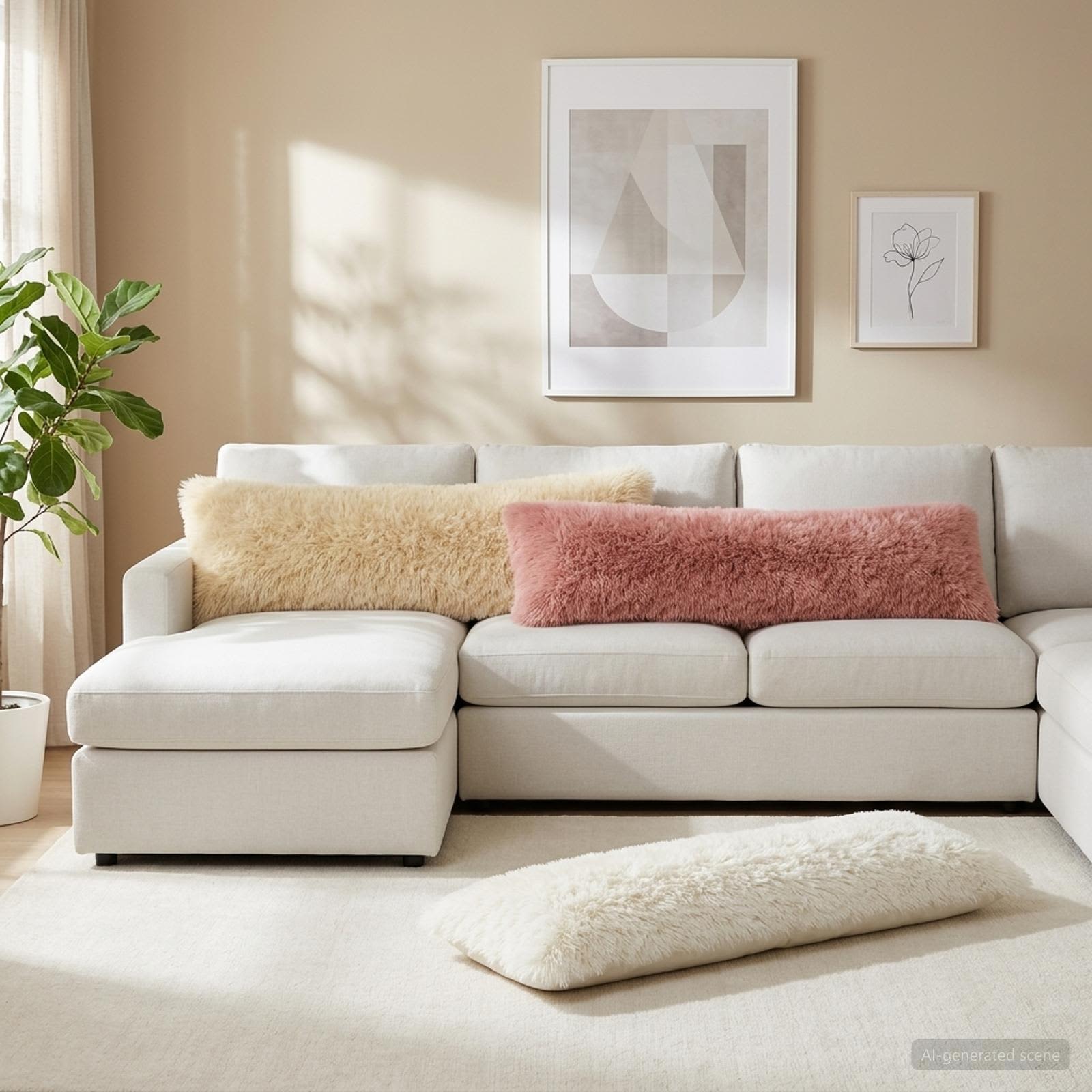 Kissen mit Kissen HEERLEN Weiß 40 x 145 cm PV Fleece