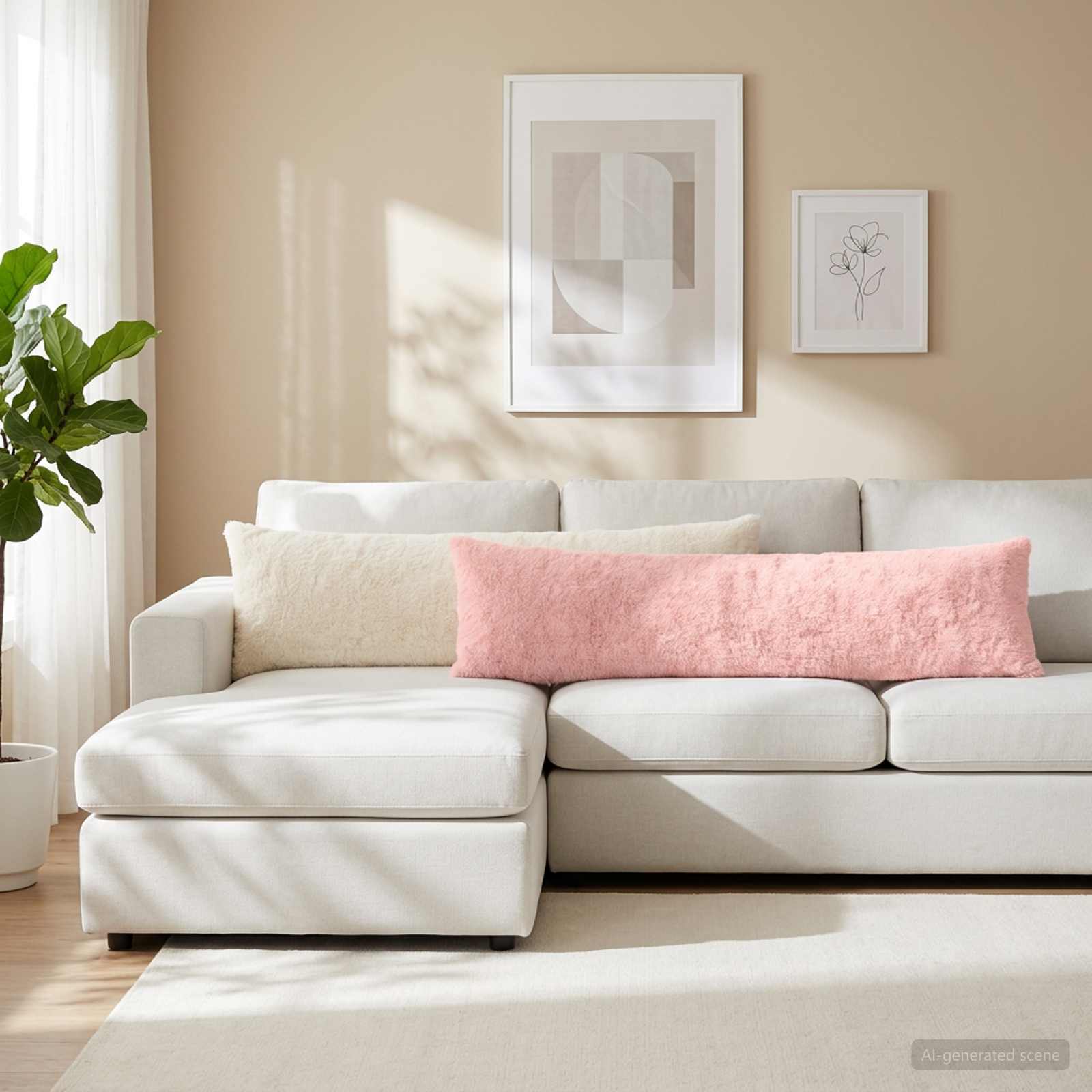 Kissenbezug 2 stk. HEERLEN Rosa 40 x 145 cm Faux Kaninchenfell