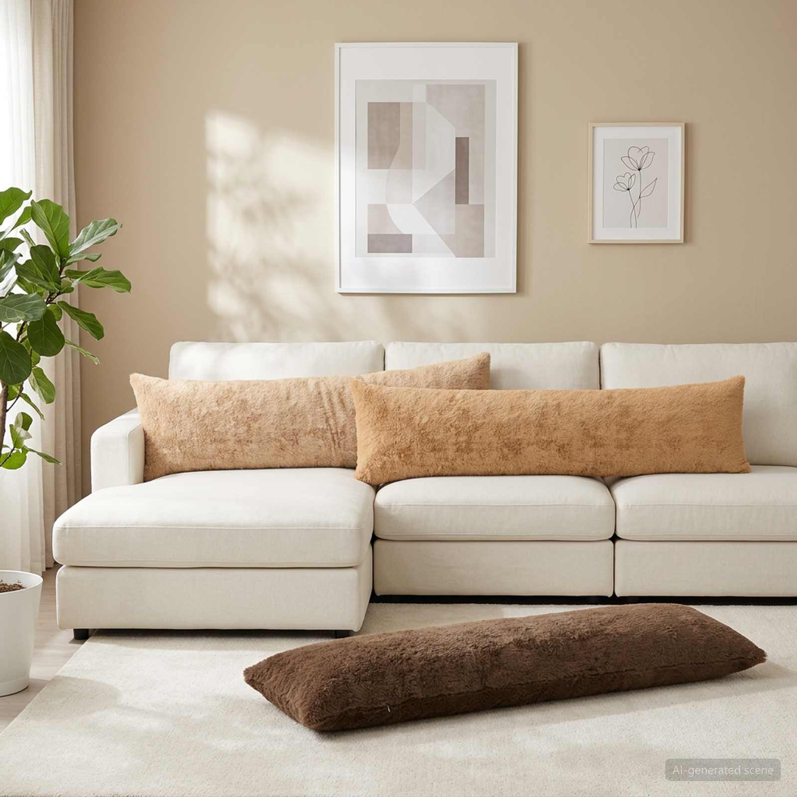 Kissenbezug HEERLEN Hellbraun 40 x 145 cm Faux Kaninchenfell
