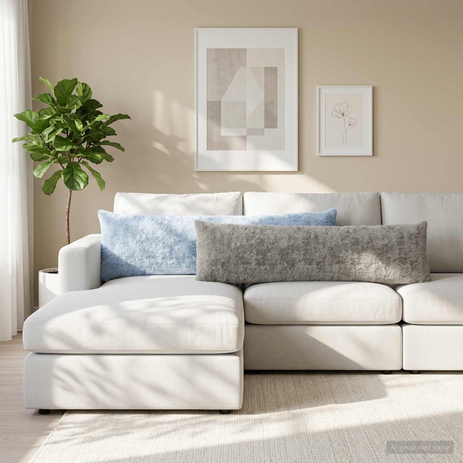 Kissenbezug HEERLEN Himmelblau 40 x 145 cm Faux Kaninchenfell