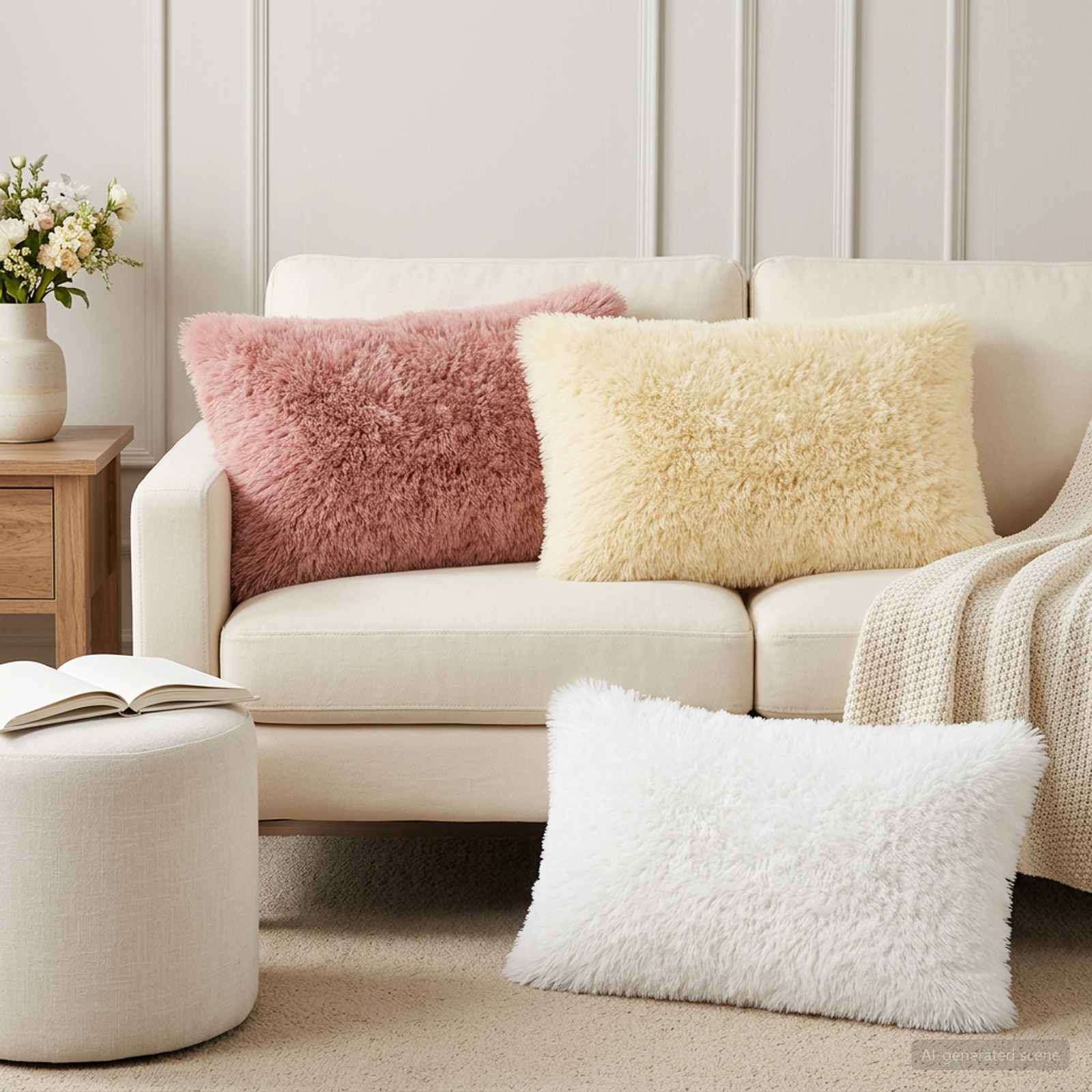 Kissenbezug 2 pcs HEERLEN Creme 50 x 70 cm PV Fleece
