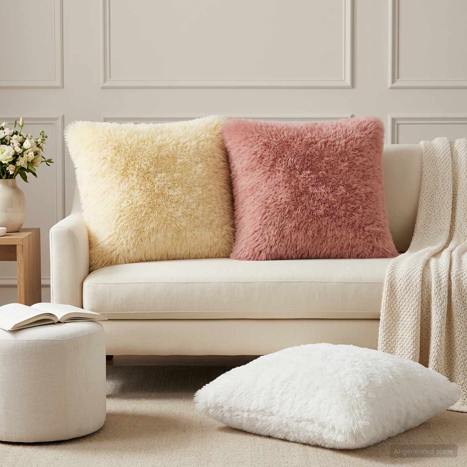 Kissenbezug 2 pcs HEERLEN Creme 60 x 60 cm PV Fleece