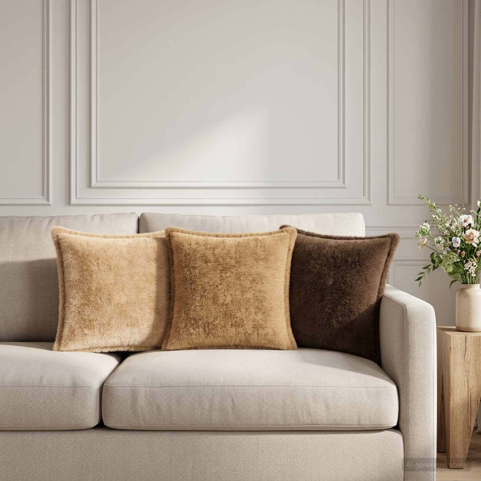Kissenbezug 6 stk. HOUTEN Creme 30 x 30 cm Faux Kaninchenfell