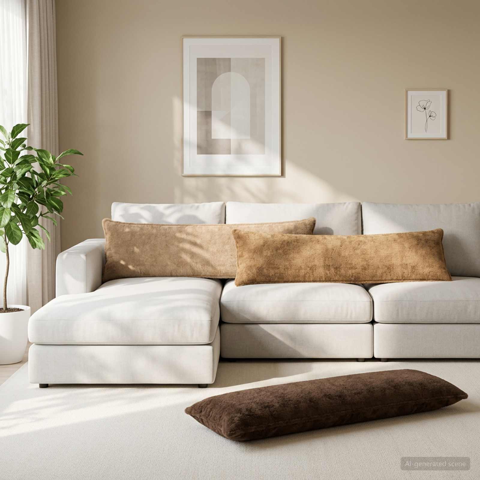 Kissenbezug 2 stk. HOUTEN Creme 40 x 145 cm Faux Kaninchenfell