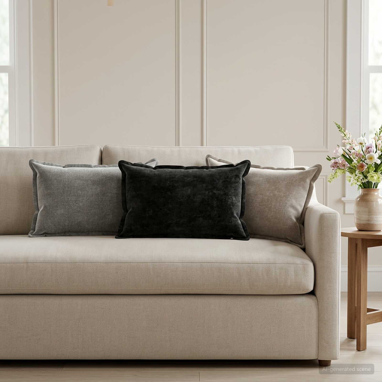 Kissenbezug 6 stk. HOUTEN Hellgrau 40 x 60 cm Chenille-Stoff