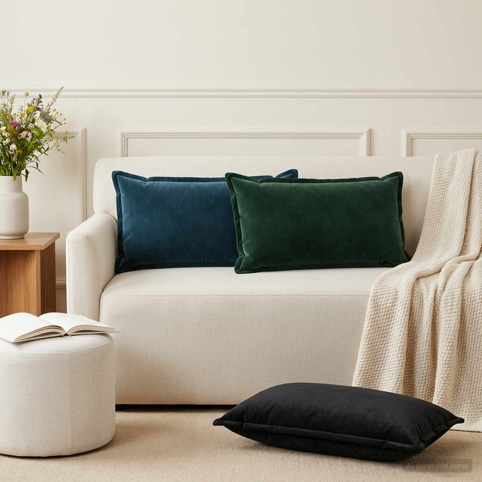 Kissen mit Kissen HOUTEN 2 Stk. Dunkelgrün Samt
