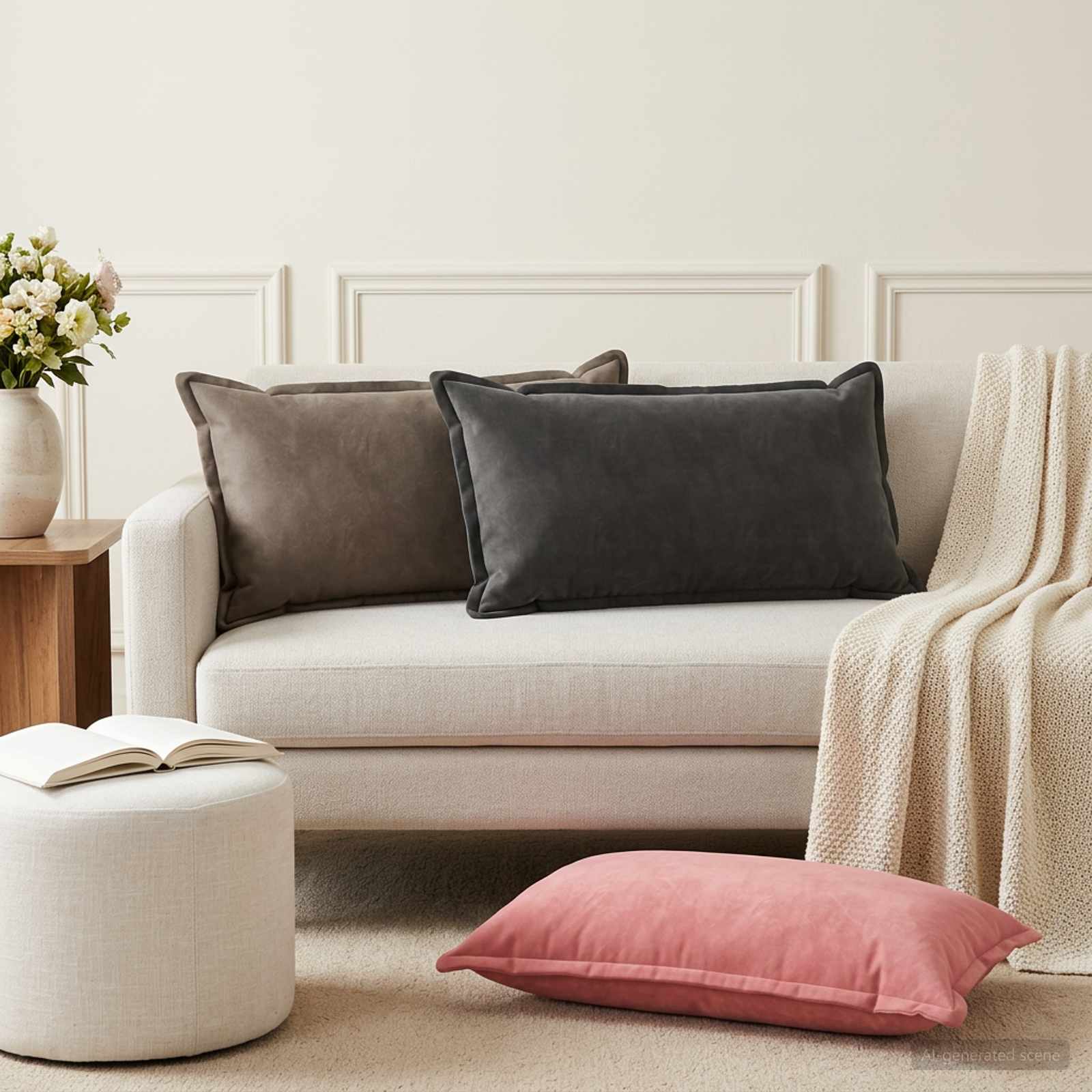 Kissen mit Kissen HOUTEN 6 Stk. Rosa Samt