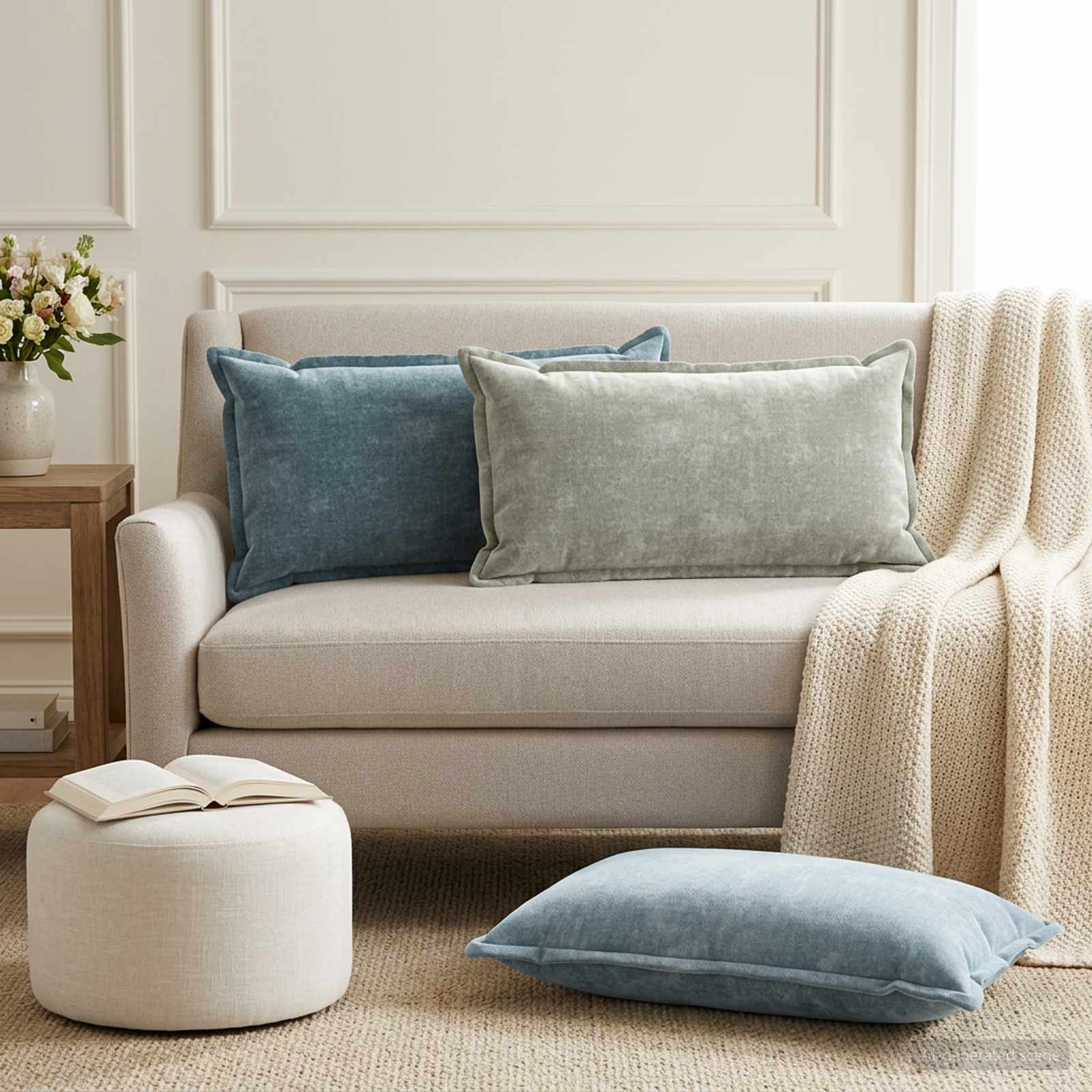 Kissenbezug 6 stk. HOUTEN Blau 40 x 70 cm Chenille-Stoff