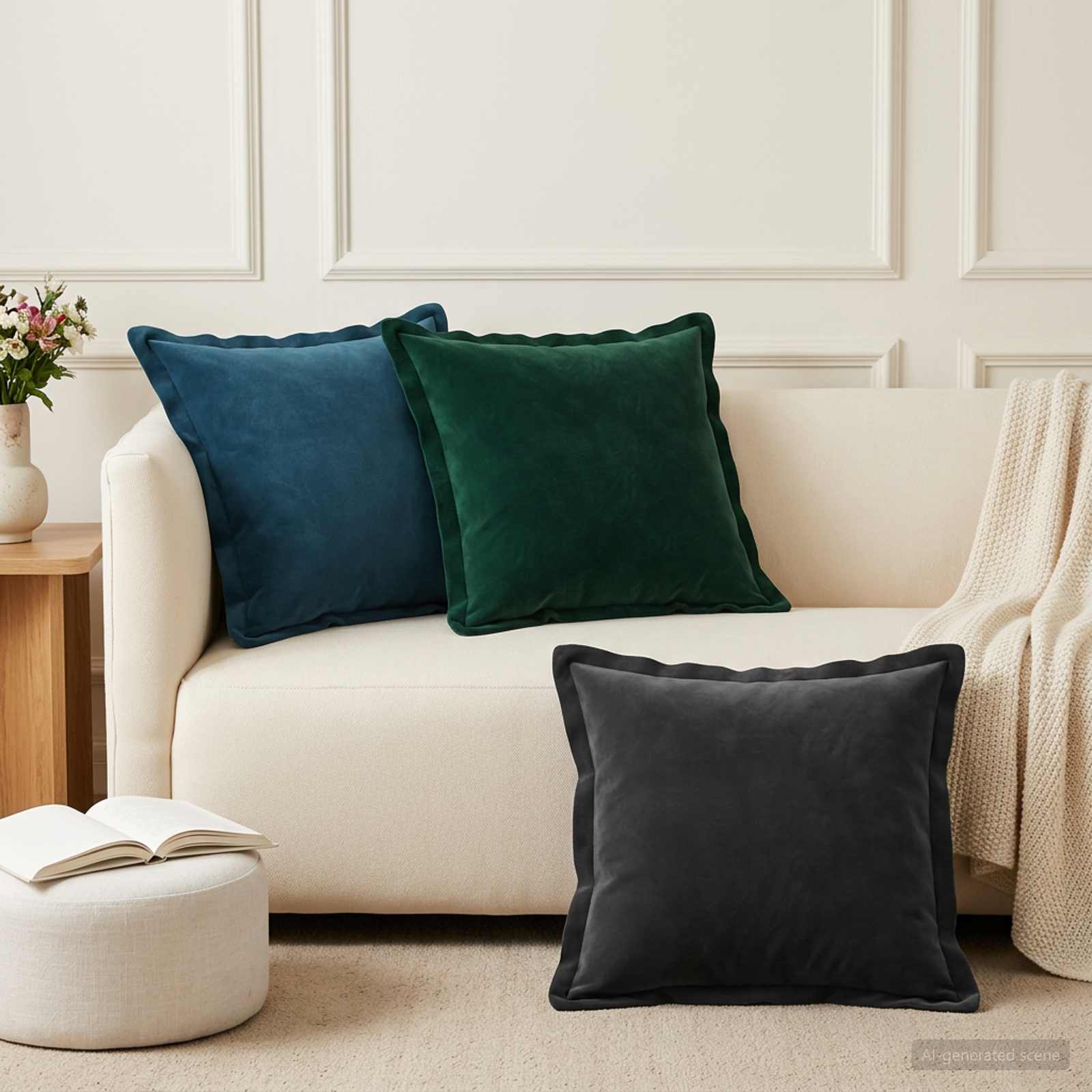 Kissen mit Kissen HOUTEN 2 Stk. Dunkelgrün Samt
