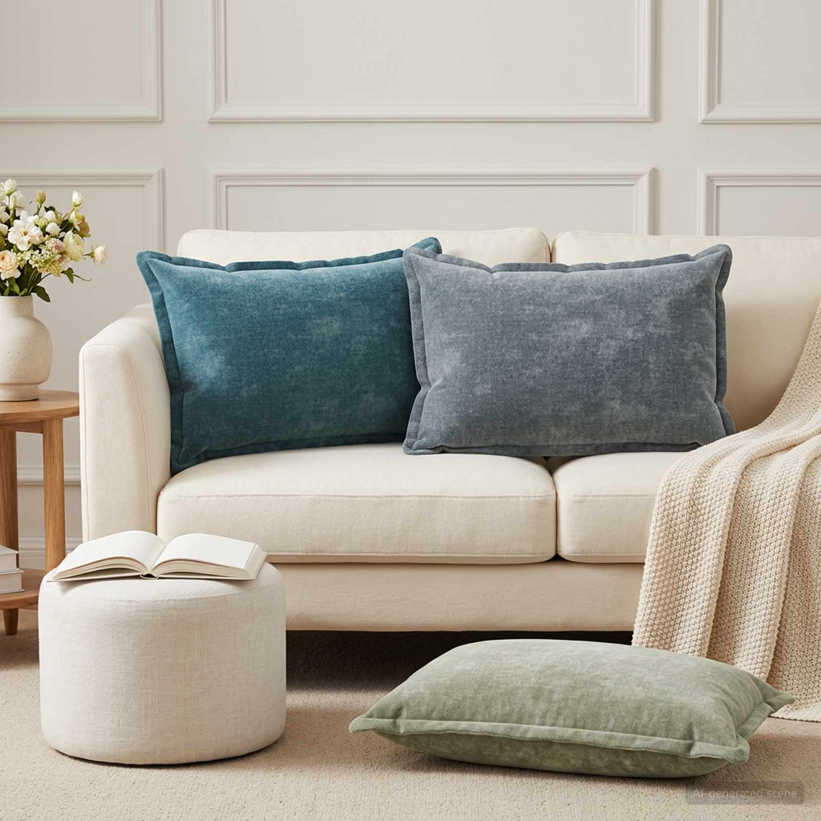 Kissenbezug 2 stk. HOUTEN Blau 50 x 70 cm Chenille-Stoff