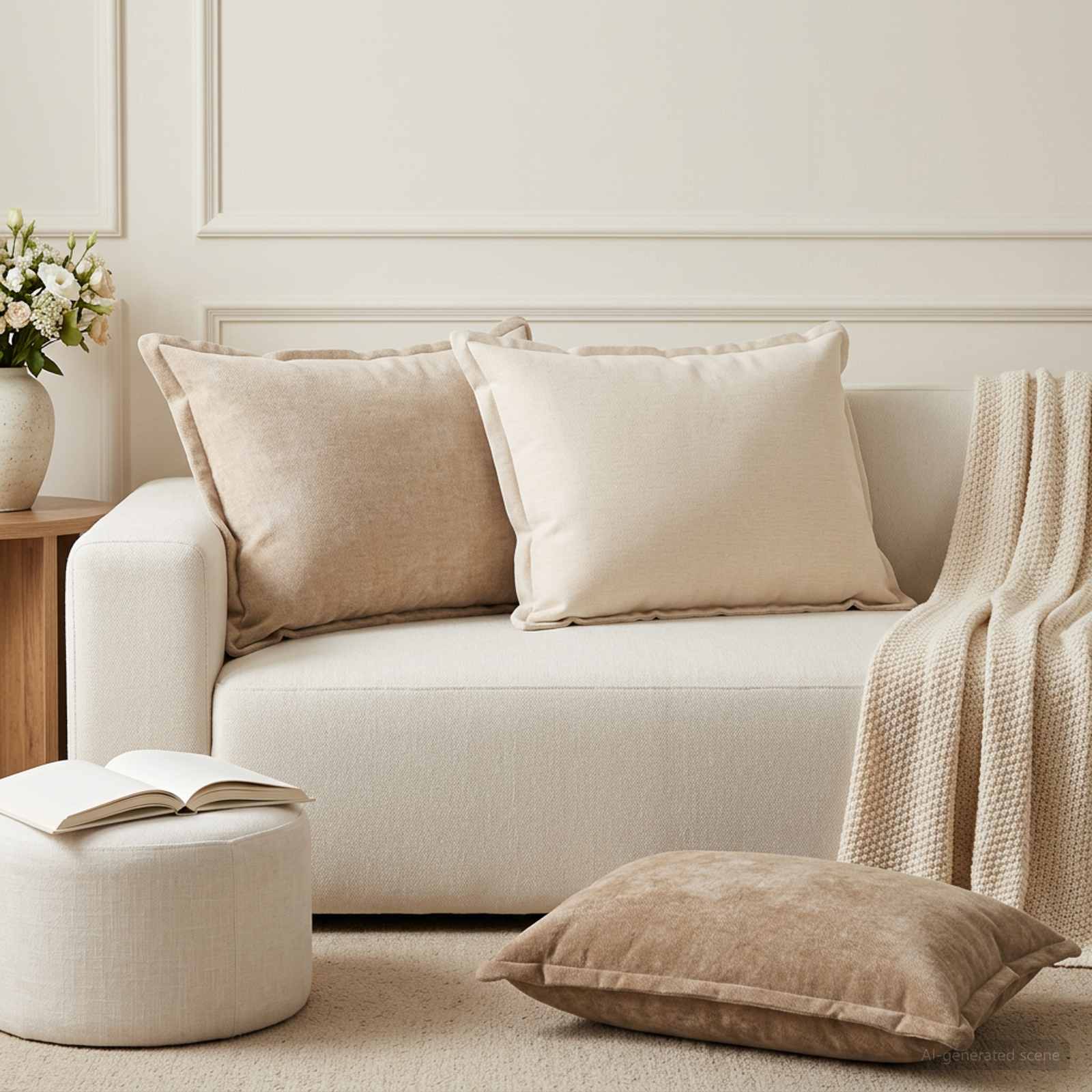 Kissenbezug 6 stk. HOUTEN Creme 50 x 75 cm Chenille-Stoff
