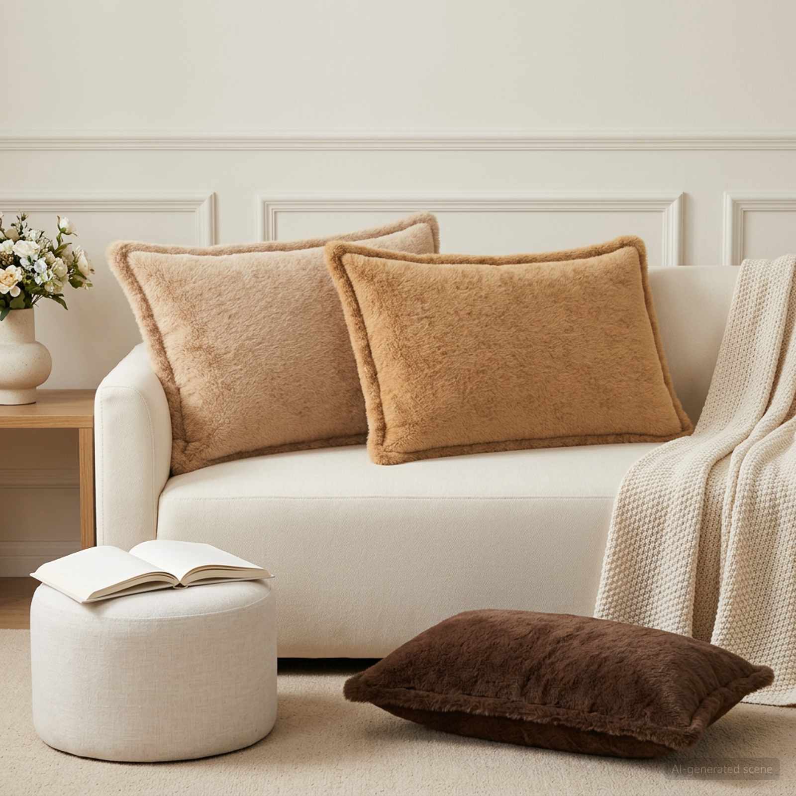 Kissenbezug 6 stk. HOUTEN Creme 50 x 80 cm Faux Kaninchenfell